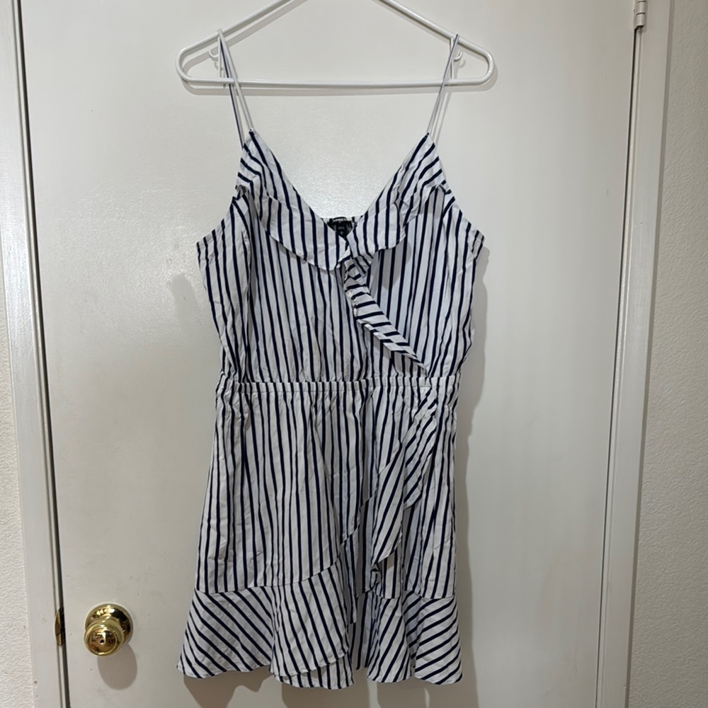 Express Striped Ruffle Wrap Cami Dress - Picture 3 of 10